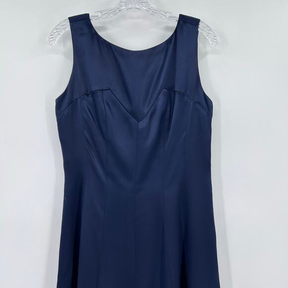 Brooks Brothers 100% Silk Navy Midi Dress Classic A-Line Cocktail Womens Size 6 - Picture 4 of 9